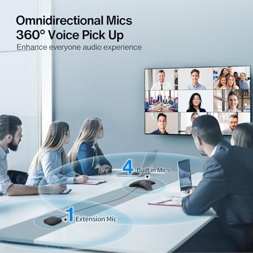 Conference Speaker and Microphone - Bluetooth Speakerphone with Daisy Chain, 360° Omnidirectional Voice Pickup, Echo & Noise Cancellation, Support Wireless Dongle, USB Connection, for Meeting Room
