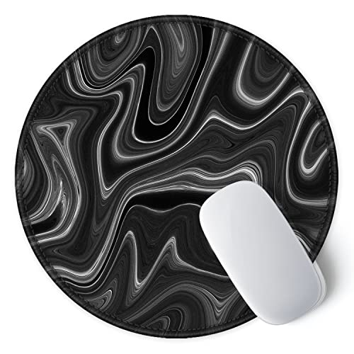 ITNRSIIET Round Mouse Pad with Stitched Edge Premium-Textured Waterproof Non-Slip Rubber Base Desktop Protection Mat Diameter 8.7 inches, Abstract Black and White - color: Abstract Black and White