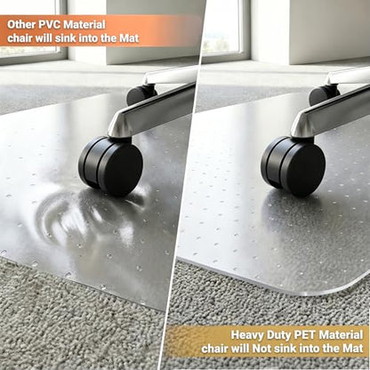 Heavy Duty Office Chair Mat for Carpet, 32" x 55" Clear Hard Carpet Protector Mat, Anti-Slip Desk Floor Mat for Office Chair on Carpeted Floors, Easy Glide, Ship Flat - size: 32" x 55"