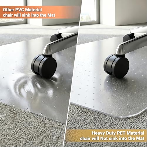 Office Chair Mat for Carpet, 36" x 48" Heavy Duty Hard Material Computer Chair Mat, Slip Resistant Under Desk Carpeted Floor Protector Mat for Office Chair, Smooth Glide, Ship Flat - size: 36"x48"