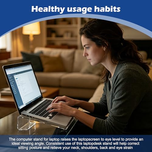 Slim Acrylic Laptop Stand, Portable Ventilated Desktop Riser for Desk, 11-15.6 Inch - color: Transparent