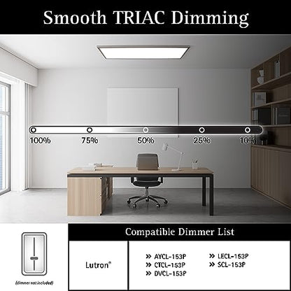 UltraLux 1x4 Surface Mount LED Panel TRIAC Dimmable 3CCT Brushed Nickel 1Pk | 3000 lumens, 120-degree beam, CRI>80, aluminum build, damp-rated, fits junction boxes, over 50,000 hours, 5-year warranty - color: Brushed Nickel, size: 1X4 (1 Pack)