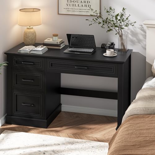 Vabches Farmhouse 47" Executive Desk with 3 Drawers, Pure Black. - color: Pure Black, size: Style 1
