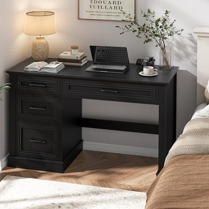 Vabches Farmhouse 47" Executive Desk with 3 Drawers, Pure Black. - color: Pure Black, size: Style 1