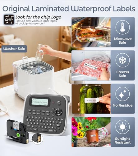 Label Maker Machine with Tape, Label Maker Waterproof Labels 12mm, D210s Laminated Labeler Machine, Multi Icons Borders & One-Touch Keys, Labelmaker for Home Use/School Office Supplies - color: Grey, style: label maker with 1 tape