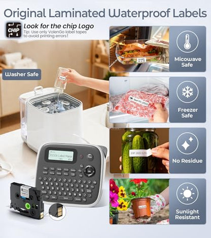 Label Maker Machine with Tape, Label Maker Waterproof Labels 12mm, D210s Laminated Labeler Machine, Multi Icons Borders & One-Touch Keys, Labelmaker for Home Use/School Office Supplies - color: Grey, style: label maker with 1 tape