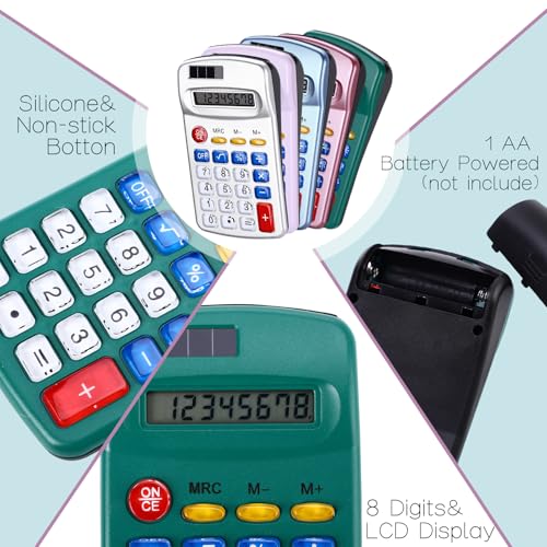 Flutesan 30 Pack Pocket Calculator,Blue, Gray, Red, Green, Purple - color: Blue, Gray, Red, Green, Purple