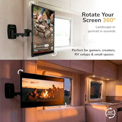 Mount-It! Full Motion TV Wall Mount Bracket for 13-42” Screens – 18" Articulating Arm, Quick Release Plate, Tilt Swivel Rotate, Anti-Theft Lock, Single Stud Install, Supports 44 lbs, VESA 75–200