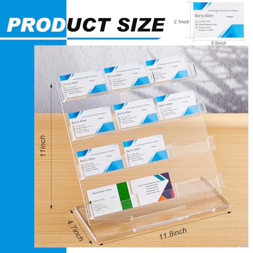 Business Card Holder for Desk, 12 Slots Clear Acrylic Card Display Stand, Large Capacity Detachable Desktop Organizer with Angled Design for Office Reception Meeting Room - style: 12 Slots