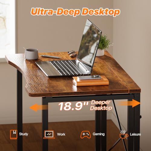 Huuger Folding Desk for Small Spaces, 31.5 Inch Foldable Computer Table - color: Rustic Brown, size: 18.9"D X 31.5"W