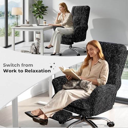 Big and Tall Office Chair, Flip Armrests for Pets & Cross Legged Sitting | Executive Ergonomic Computer Gaming Chair with Foot Rest, Wide Seat Reclining Desk Chair, Galaxy Black - color: Galaxy Black