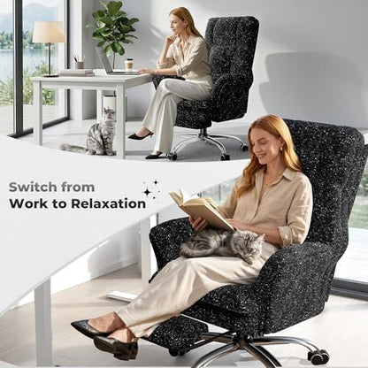Big and Tall Office Chair, Flip Armrests for Pets & Cross Legged Sitting | Executive Ergonomic Computer Gaming Chair with Foot Rest, Wide Seat Reclining Desk Chair, Galaxy Black - color: Galaxy Black