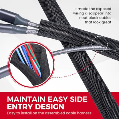 Automotive Mesh Woven Wire Sheathing Split Wire Loom 1/4"-35ft | Black Self-Wrap Braided Cable Sleeves Wire Loom Tubing Cord Organize for Wires/Audio Video Cable/Multi-Cable Strings - style: 1/4" - 35 Feet