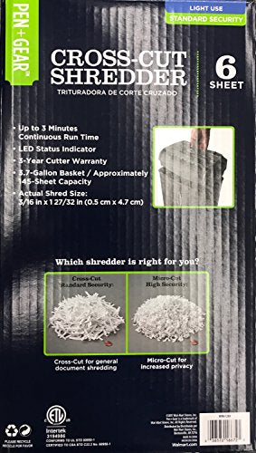 Pen + Gear 6-sheet Crosscut Paper/Credit Card Shredder