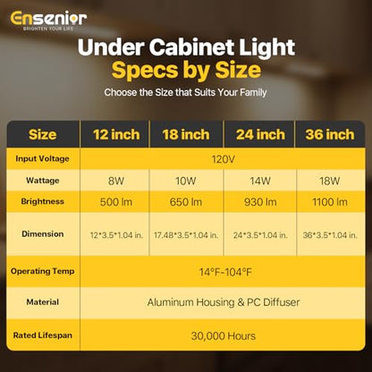Hardwired Under Cabinet Lighting, 36 Inch 18W Linkable Cabinet Light ,2Pack - color: 2 Pack, size: 36 Inches