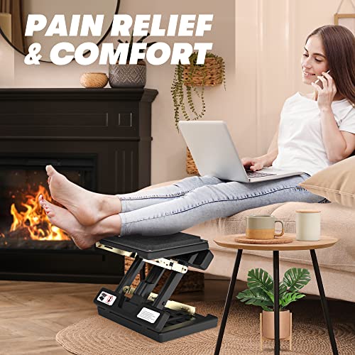 Under Desk Foot Rest, Ergonomic, Detachable Soft Pad, 4- Adjustable | Portable & Foldable, Metal Frame, for Office, home, car, All-Season Use (Grey) - color: Hard Padded- Grey