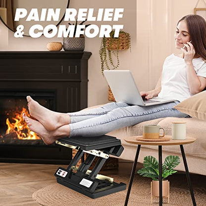 Under Desk Foot Rest, Ergonomic, Detachable Soft Pad, 4- Adjustable | Portable & Foldable, Metal Frame, for Office, home, car, All-Season Use (Grey) - color: Hard Padded- Grey