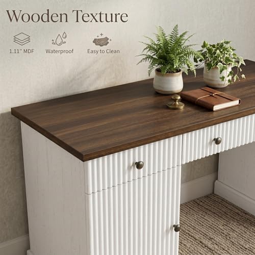 Garvee 60" Office Desk with Charging Station for Home Office, White - color: White, size: 21.6"D x 60"W x 30"H