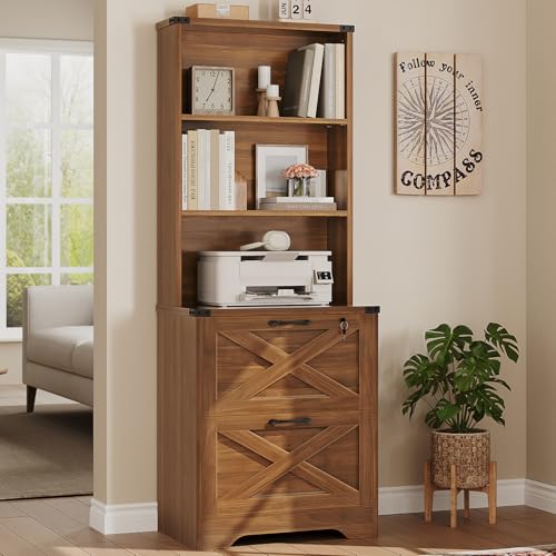 SEDETA 2 Drawer File Cabinet with Lock fits Legal/Letter/A4 Size - color: Brown, size: 2 Drawers