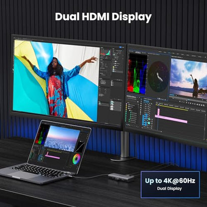 UGREEN USB C Docking Station Dual Monitor 4K@60Hz, 6-in-1 Dock with 2xHDMI