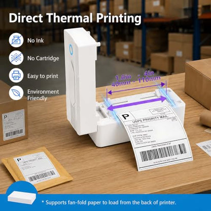 GBNONPLN Bluetooth Thermal Shipping Label Printer, 4x6, Matte White - color: Matte White