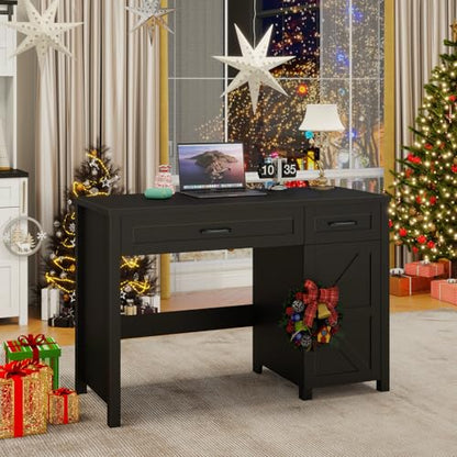 Vabches Farmhouse 47" Executive Desk with Drawers, Pure Black - color: Pure Black, size: 47"W