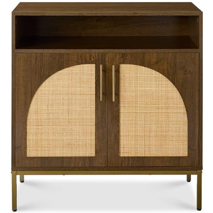 Best Choice Products Rattan Sideboard Buffet Cabinet, Entryway Table, Accent Storage Cabinet, Console Table for Hallway, Living Room, Dining Room - Brown - color: Arched Rattan, Brown