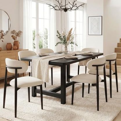 UVV Dining Chairs Set of 2, Metal Kitchen Chairs with Modern Fabric Upholstered for Dining Room, Beige - color: Beige-black, size: Set of 2