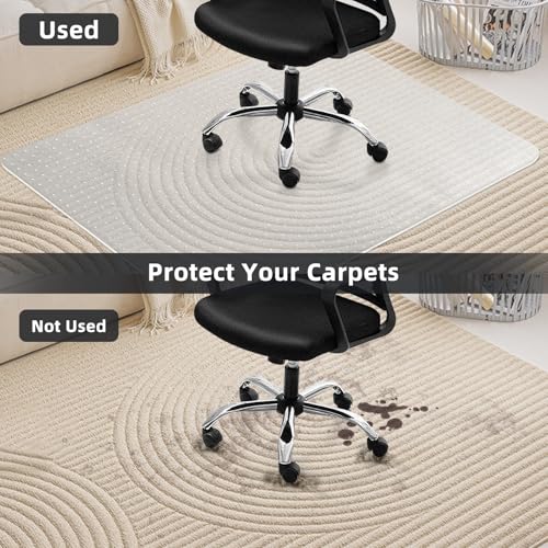 Office Chair Mat for Carpet Floor, Heavy Duty Desk Chair Mat for Low/No Pile Carpeted Floors, Anti Slip Carpets Protector for Home Office (48" x 36") - size: 48" x 36"