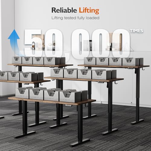 Monomi 59"x24"Electric Standing Desk Adjustable Height Computer Desk | Sit Stand Up Home Office Desk with Memory Preset, Ergonomic Computer Gaming Desk with Anti-Collision, Rustic Brown - color: Rustic Brown, size: 59x24