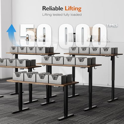 Monomi 59"x24"Electric Standing Desk Adjustable Height Computer Desk | Sit Stand Up Home Office Desk with Memory Preset, Ergonomic Computer Gaming Desk with Anti-Collision, Rustic Brown - color: Rustic Brown, size: 59x24