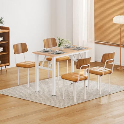 DlandHome 31.5 Inch Small Folding Computer Desk for Home Office, Pink Oak - color: Pink Oak + White, size: 31.5 Inches