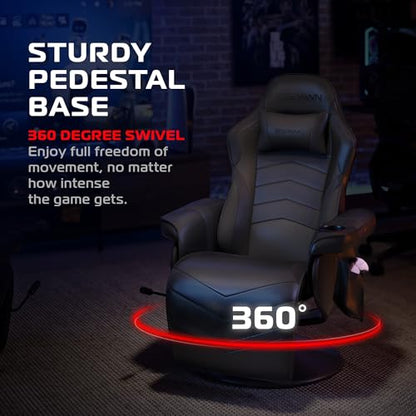 Respawn 900 Gaming Recliner Chair with Footrest, Cup Holder and Swivel | Ergonomic gaming recliner with footrest, cup holder, lumbar support, 135° recline & 360° swivel for console gaming - color: Black