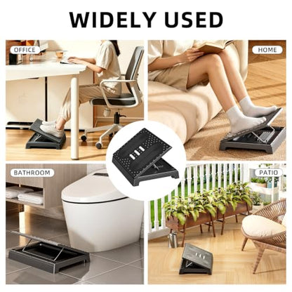 JOYZAN Foldable Foot Rest for Under Desk Footstool with Massage Roller | 6 Heights Adjustable Chair Footrest for Leg Rests Ergonomic Foots Stool for Office, Home, Black - color: Black