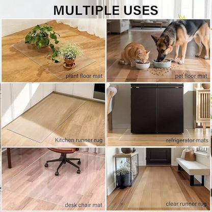 12 x 30 Inch Crystal Clear Table Protector, 1.5mm Waterproof Anti-Scratch PVC Desk Mat, Transparent Plastic Pad for Vanity Dresser & Office Desk - size: 12" x 30"