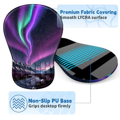 YIWEI Ergonomic Mouse Pad with Wrist Rest for Carpal Tunnel Pain Relief - color: Aurora