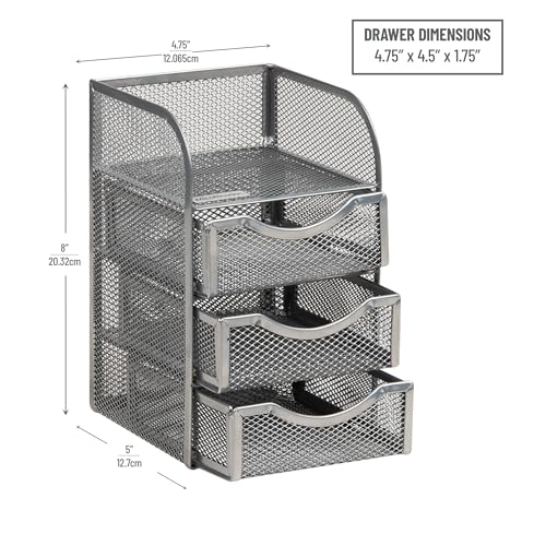 Mind Reader Desktop Accessory Storage, Paper Binder Clip Basket, Workspace, Office, Metal Mesh, 4.75"L x 5"W x 8"H, Silver - color: Silver