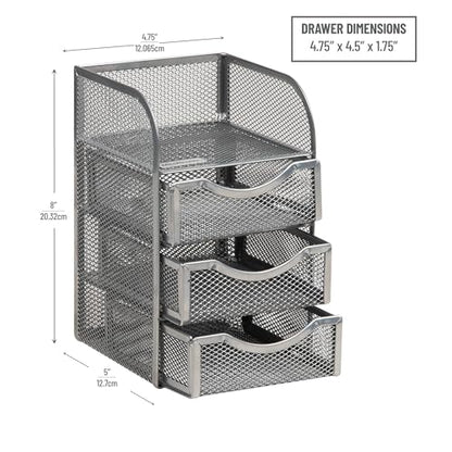 Mind Reader Desktop Accessory Storage, Paper Binder Clip Basket, Workspace, Office, Metal Mesh, 4.75"L x 5"W x 8"H, Silver - color: Silver
