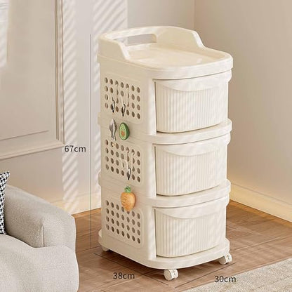 4 Drawers Storage Cart, Narrow Plastic Dresser, Rolling Organizer Cart for Office Classroom Bedroom Bathroom Art Craft Supplies, Mobile Slim Utility Cart on Wheels - size: 3 layers