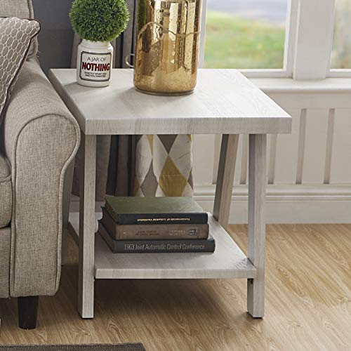 Roundhill Furniture Athens Contemporary Wood Shelf End Table, White - color: White
