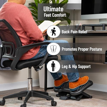 Mind Reader Foot Rest, Under Desk at Work, Ergonomic, Height Adjustable, Office, Plastic, 17"L x 13"W x 6.25"H, Black - size: Single
