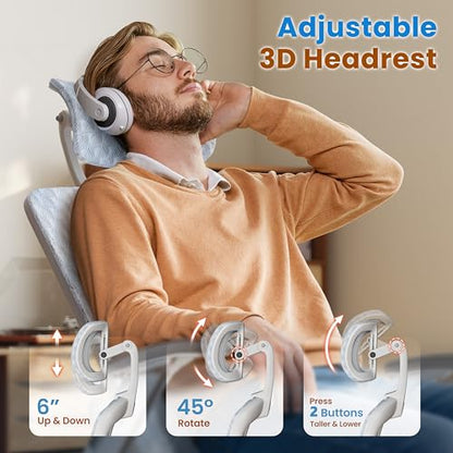 GABRYLLY Ergonomic Office Chair, High Back Home Desk Chair with Flip-Up Arms, 3D Headrest, Thick Sponge Seat &90-120° Recline, Big and Tall Mesh Executive Chairs for Man Woman, Glacier Flow - color: Glacier Flow