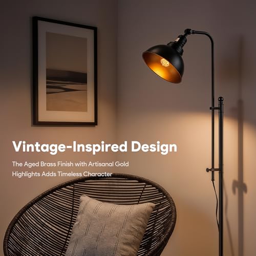 VONLUCE Industrial Floor Lamp 65", Adjustable Standing Lamp for Living Room - color: Black