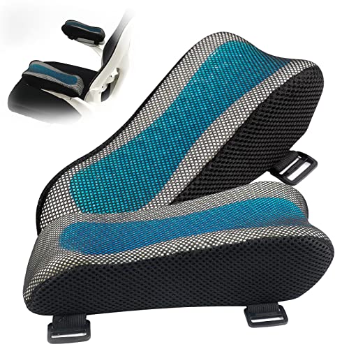 Upgraded Office Chair Arm Pads with Cooling Gel, Ergonomic Memory Foam Armrest Pads for Office Chair Gaming Chair Arm Rest Covers for Desk Chair Armrest Cushions (Set of 2) - color: Cooling Gel