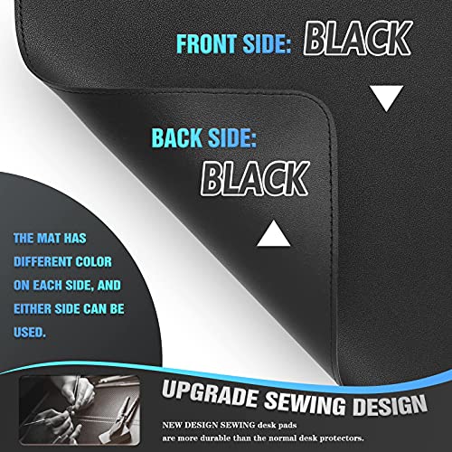 K KNODEL Large Sewing Leather Desk Mat, Desk Pad (Black, 31.5" x 15.7") - color: Black/Black, size: 31.5" x 15.7"