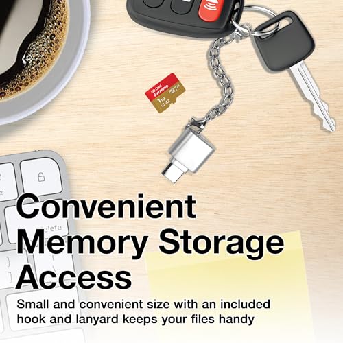 BoxWave Adapter Compatible with Logitech Spotlight Presentation Remote - Micro SD Card miniReader, USB Type-C OTG Reader USB3.0 Adapter Keychain - Metallic Silver