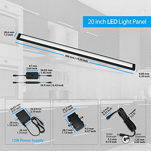 EShine 1 Pack 20 inch Black Smart Dimmable LED Under Cabinet Lighting Kit Compatible with Alexa, Google - Light Color Warm White (3000K) - color: Warm White (3000 K), size: 1 pack 20 Inch