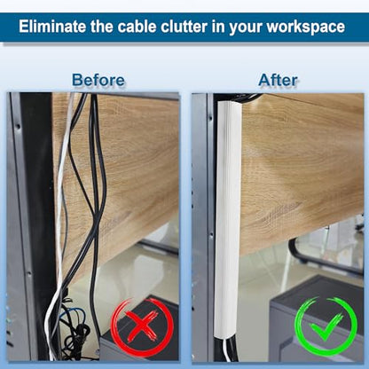 J Channel Cable Management Under Desk, 96" Adhesive Cord Cover, White - color: white