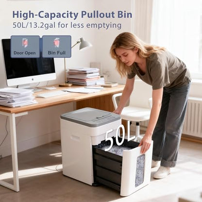 Heavy Duty Paper Shredder: 400-Sheet Auto Feed P5 Micro-Cut Document Credit Card Shredding with Jam-Proof Design for Home Office Business School