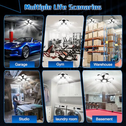 Garage Light Bulbs - Garage Lights Led Screw into Bulb Socket with 6 Deformable Panels 6500K Basement Light Fixture E26 Base Led Shop Lights for Basement Workshop Warehouse Attic - 4Pack - size: 150W - 4Pack